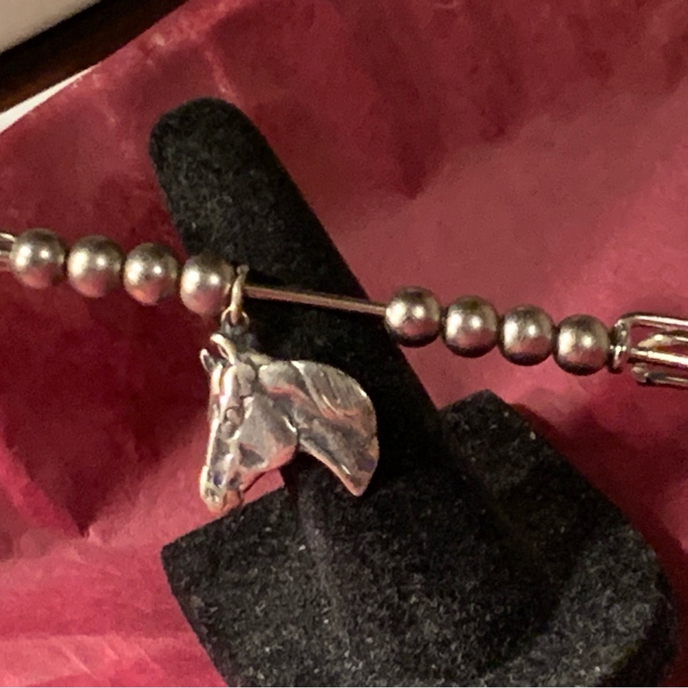 Sterling Silver 925 beaded Horsehead pendant/brooch